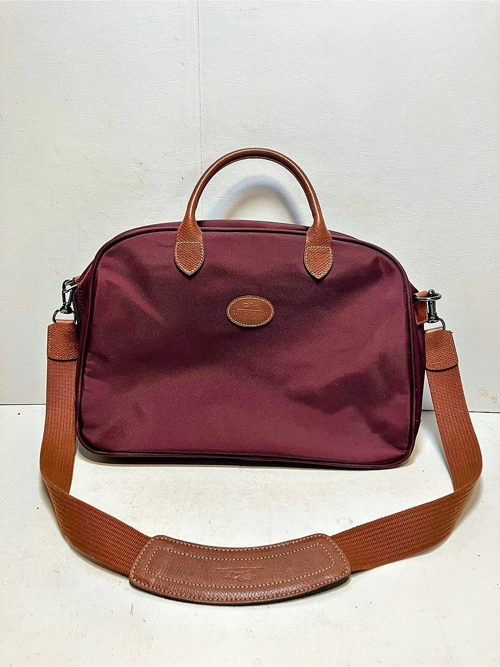 Longchamp Burgundy & Brown Travel Bag